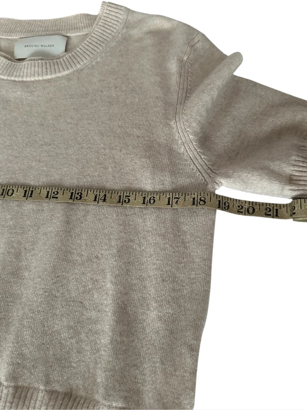 Brochu Walker Ebella Layered Crew Sweater Wool Cashmere Oatmeal Medium